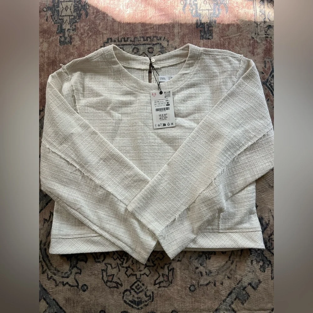 Zara Off-White Textured Girl’s Top